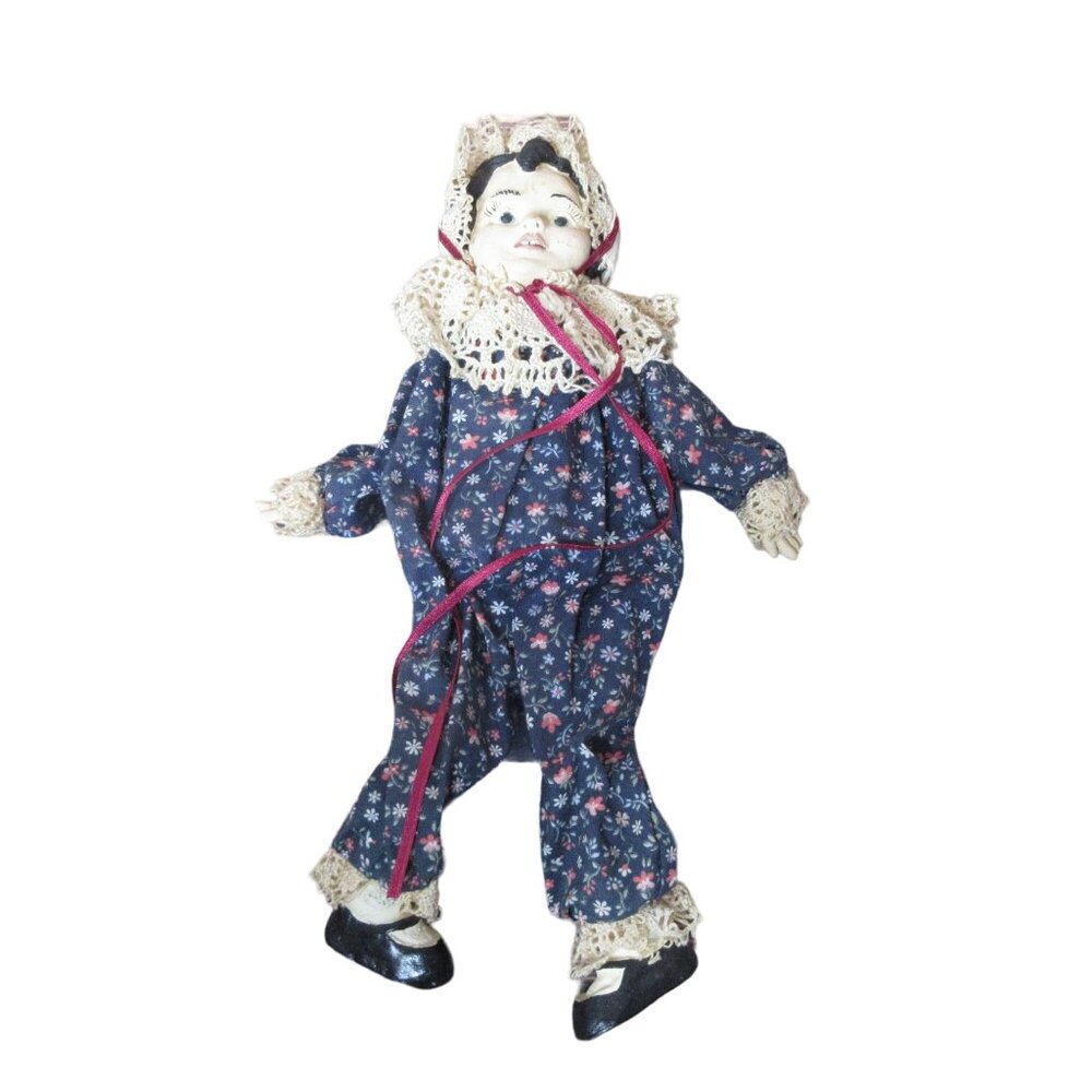 Ceramic Block Girl Block Doll - 10" tall - Very detailed face - Vintage